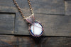 Swirls of Blue Fused Glass and Copper Wire Pendant