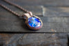 Swirls of Blue Fused Glass and Copper Wire Pendant