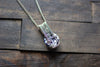 Silver, Blue, and White Crisscross Sterling Silver Wire Wrapped Pendant