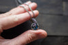 Sterling Silver Mini Pendant with Blue Fused Glass Accent