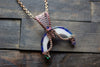 Shades of Blue Fused Glass Moon Pendant with Copper Wire Wrapping