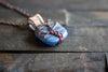 Streaked Blue and Grey Fused Glass and Copper Wire Wrapped Tree of Life Pendant