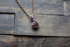 Blue-Black Fused Glass Mini Pendant with Copper Wire Wrapping
