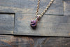 Blue-Black Fused Glass Mini Pendant with Copper Wire Wrapping