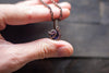Blue-Black Fused Glass Mini Pendant with Copper Wire Wrapping