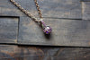 Blue-Black Fused Glass Mini Pendant with Copper Wire Wrapping