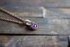 Blue-Black Fused Glass Mini Pendant with Copper Wire Wrapping