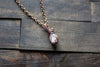 Blue and Lavender Fused Glass Teardrop Pendant with Copper Wire Wrapping
