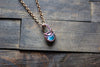 Icy Blue Fused Glass Mini Pendant with Copper Wire Wrapping