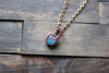 Icy Blue Fused Glass Mini Pendant with Copper Wire Wrapping