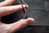 Icy Blue Fused Glass Mini Pendant with Copper Wire Wrapping
