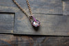 Icy Blue Fused Glass Mini Pendant with Copper Wire Wrapping