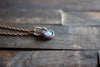 Icy Blue Fused Glass Mini Pendant with Copper Wire Wrapping