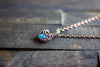 Icy Blue Fused Glass Mini Pendant with Copper Wire Wrapping