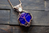 Deep Blue Fused Glass and Copper Wire Wrapped Tree of Life Pendant