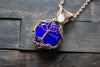 Deep Blue Fused Glass and Copper Wire Wrapped Tree of Life Pendant