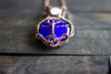 Deep Blue Fused Glass and Copper Wire Wrapped Tree of Life Pendant