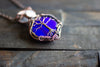 Deep Blue Fused Glass and Copper Wire Wrapped Tree of Life Pendant