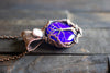 Deep Blue Fused Glass and Copper Wire Wrapped Tree of Life Pendant