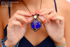 Deep Blue Fused Glass and Copper Wire Wrapped Tree of Life Pendant